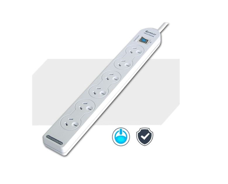 Sansai 6-Way Power Board (137P) with Master Switch Overload Protecte Reset button Indicator Light 100CM Lead 240VAC 10A Sansai 6-Way Power Board (137P) with Master Switch Overload Protecte Reset button Indicator Light 100CM Lead 240VAC 10A